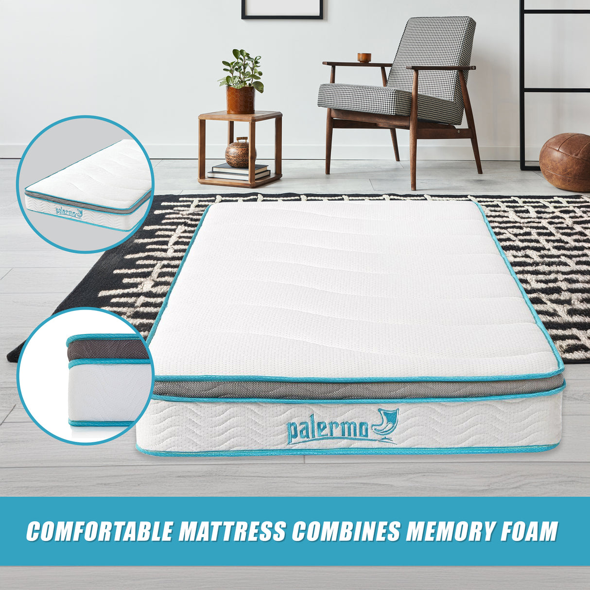 King Single 20cm Hybrid Mattress &ndash; Memory Foam and Innerspring Support