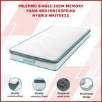 Single 20cm Hybrid Mattress &ndash; Memory Foam and Innerspring Support