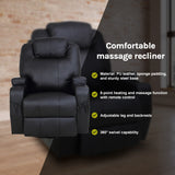 Black Massage Sofa Chair Recliner 360 Degree Swivel PU Leather Lounge 8 Point Heated - Extra Image