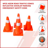 4pcs 45cm Road Traffic Cones Reflective Overlap Parking Emergency Safety Cone - Front View