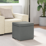 Stool Dark Grey 41 x 41 x 40 cm Fabric and Engineered Wood - Side View