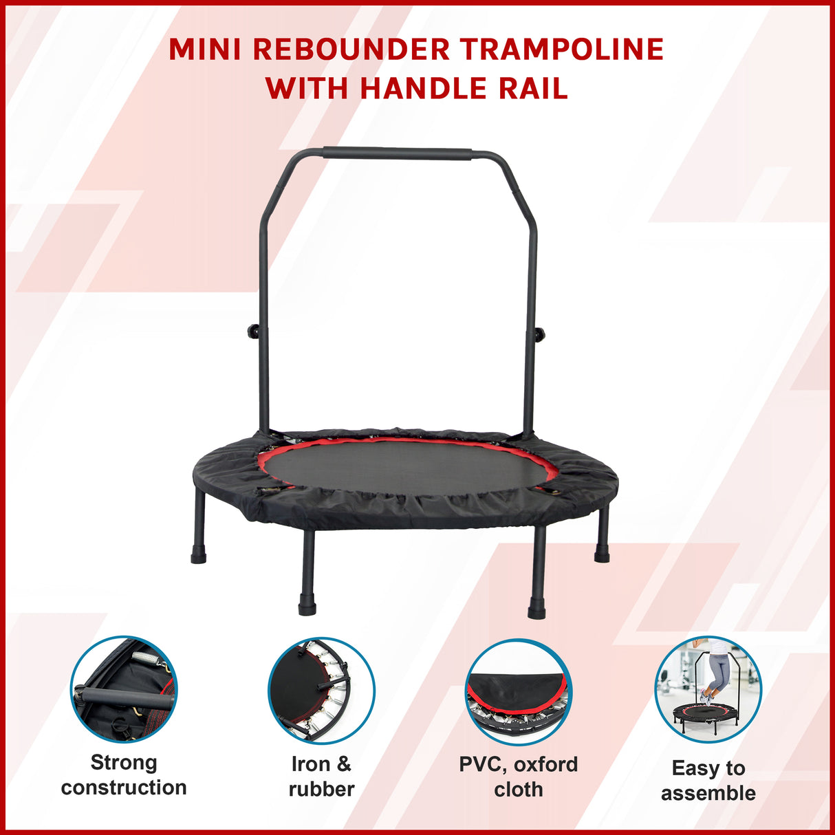Mini Rebounder Trampoline with Adjustable Handle &ndash; Fitness Bounce Trainer
