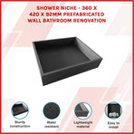Shower Niche - 360 x 420 x 92mm Prefabricated Wall Bathroom Renovation