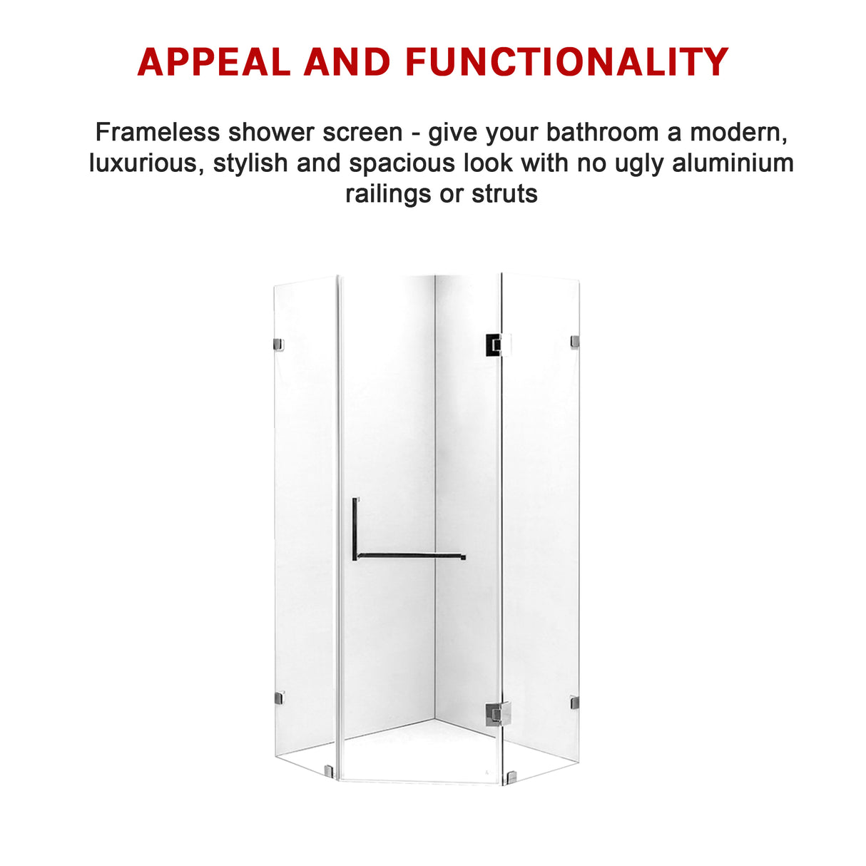 900 x 900mm Frameless 10mm Glass Shower Screen By Della Francesca
