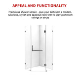 900 x 900mm Frameless 10mm Glass Shower Screen By Della Francesca - Rear View