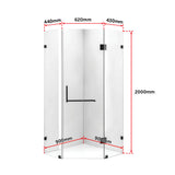 900 x 900mm Frameless 10mm Glass Shower Screen By Della Francesca - Close-Up Angle