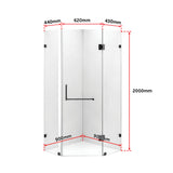 900 x 900mm Frameless 10mm Glass Shower Screen By Della Francesca