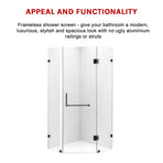 1000 x 1000mm Frameless 10mm Glass Shower Screen By Della Francesca