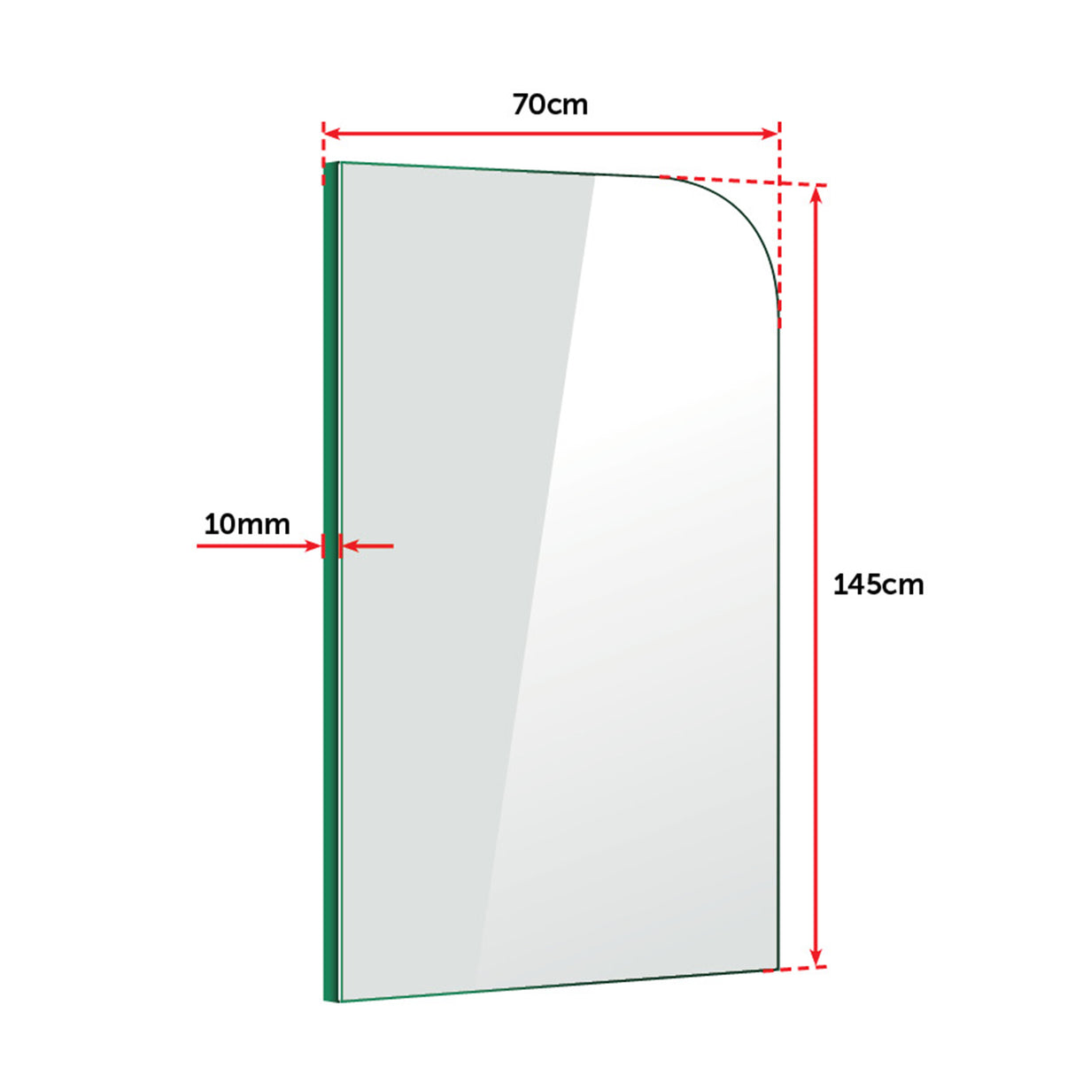 700 x 1450mm Frameless Bath Panel 10mm Glass Shower Screen By Della Francesca
