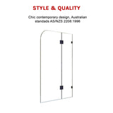900 x 1450mm Frameless Bath Panel 10mm Glass Shower Screen By Della Francesca