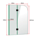 900 x 1450mm Frameless Bath Panel 10mm Glass Shower Screen By Della Francesca - 45-Degree Angle