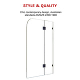 1200 x 1450mm Frameless Bath Panel 10mm Glass Shower Screen By Della Francesca - Top-Down View