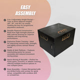 3 IN 1 Black Wood Plyo Games Plyometric Jump Box - Side View