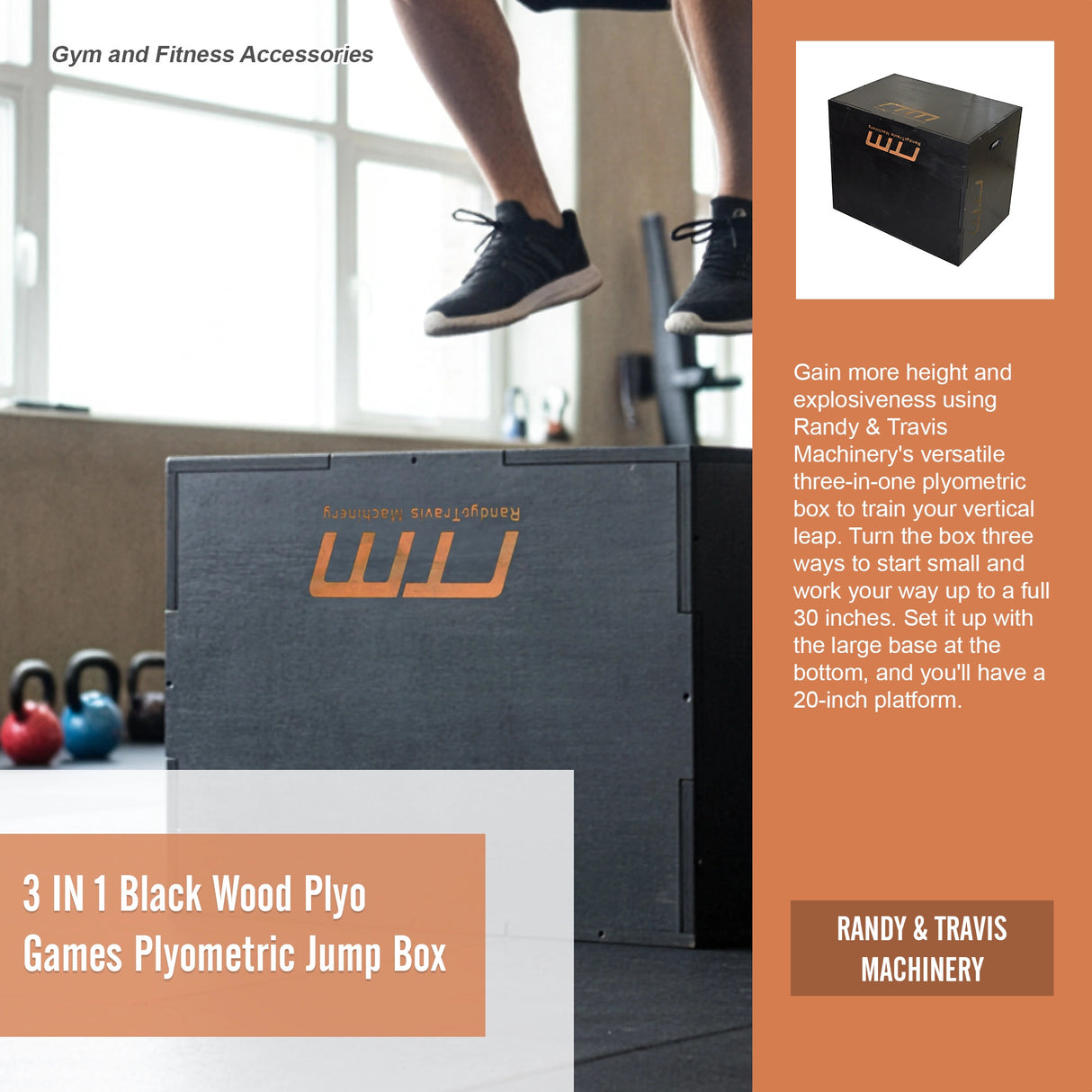 3 IN 1 Black Wood Plyo Games Plyometric Jump Box