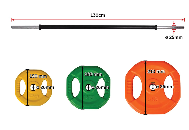 20kg Standard Rubber Coated Barbell Weight Bar for Home Gym