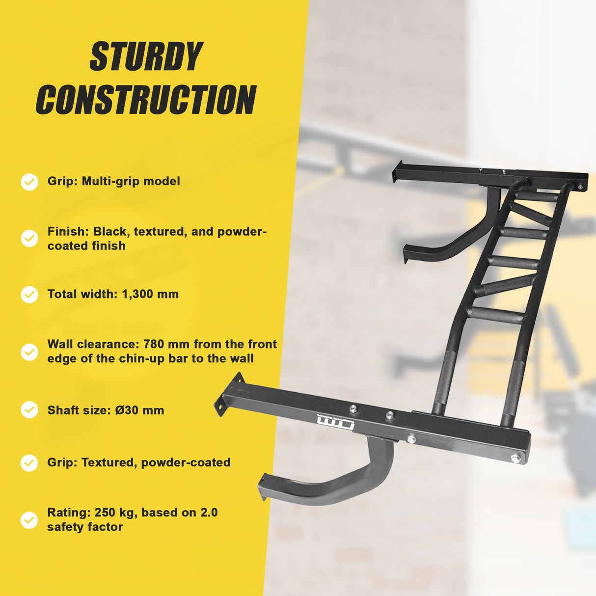 Wall Mounted Multi Grip Chin Up Bar &ndash; Heavy Duty Pull Up Station for Upper Body Training