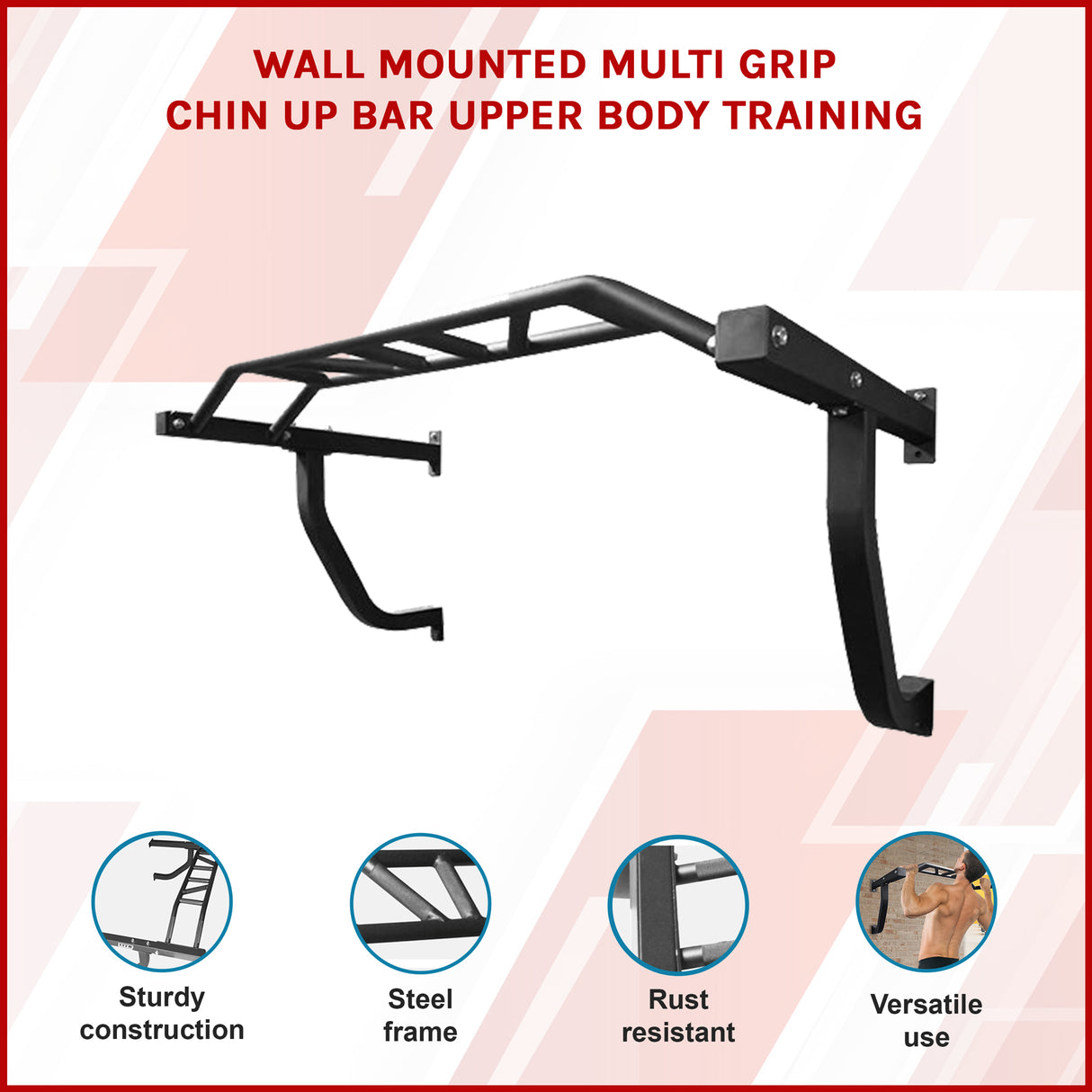 Wall Mounted Multi Grip Chin Up Bar &ndash; Heavy Duty Pull Up Station for Upper Body Training