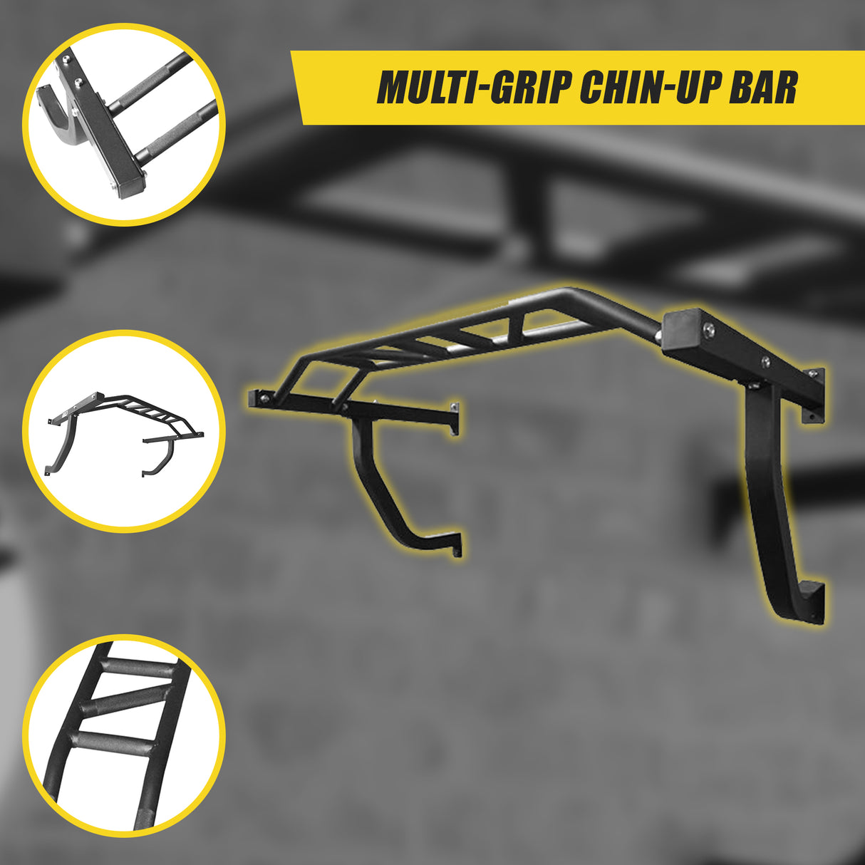 Wall Mounted Multi Grip Chin Up Bar &ndash; Heavy Duty Pull Up Station for Upper Body Training