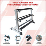 3 Tier Dumbbell Rack for Dumbbell Weights Storage - Rear View