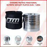 Chrome Metric Fractional Olympic Weight Plates 0.25 to 1kg Set - Front View