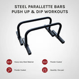 Steel Parallette Bars for Push Ups, Dips & Calisthenics Home Strength Training - Low Angle