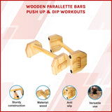 Wooden Parallette Bars Push Up & Dip Workouts - Front View
