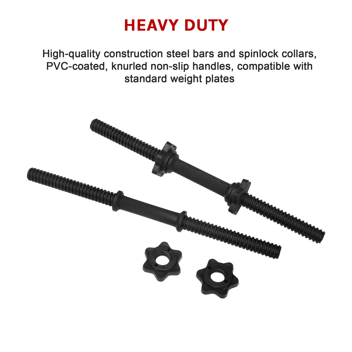 45cm - 1 Pair Dumbbell Bar 25mm Diameter - PVC Coated Dumbell Handle