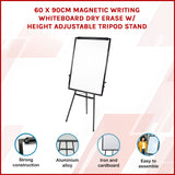 60 x 90cm Magnetic Writing Whiteboard Dry Erase w/ Height Adjustable Tripod Stand - Front View