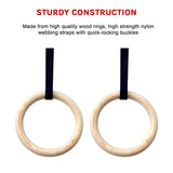 235mm Wooden Gymnastic Rings &ndash; Olympic Gym Strength Training & Fitness - Extra Image