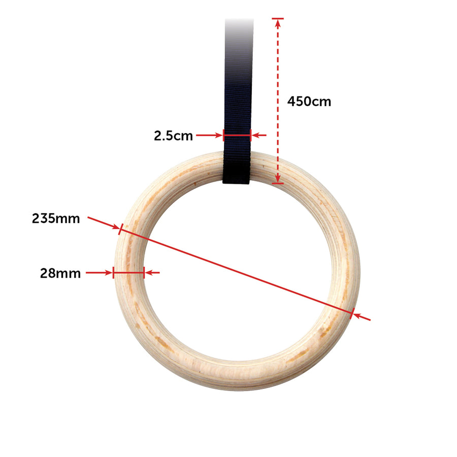 235mm Wooden Gymnastic Rings &ndash; Olympic Gym Strength Training & Fitness