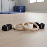 235mm Wooden Gymnastic Rings &ndash; Olympic Gym Strength Training & Fitness - Close-Up Angle