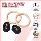 202mm Wooden Gymnastic Rings &ndash; Olympic Gym Strength Training & Fitness - Front View
