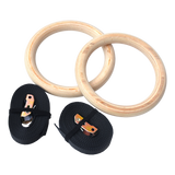 202mm Wooden Gymnastic Rings &ndash; Olympic Gym Strength Training & Fitness - Top-Down View