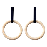 202mm Wooden Gymnastic Rings &ndash; Olympic Gym Strength Training & Fitness - 45-Degree Angle