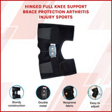 Hinged Full Knee Support Brace Protection Arthritis Injury Sports - Front View