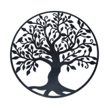 Black Tree of Life Wall Art Hanging Metal Iron Sculpture Garden 60cm - Rear View