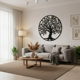 Black Tree of Life Wall Art Hanging Metal Iron Sculpture Garden 99cm
