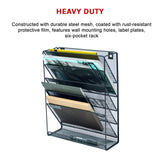 Wall Mount 6 Pocket Hanging File Sorter Organizer Folder Holder Rack Storage - Extra Image