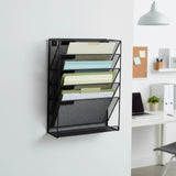 Wall Mount 6 Pocket Hanging File Sorter Organizer Folder Holder Rack Storage - 45-Degree Angle