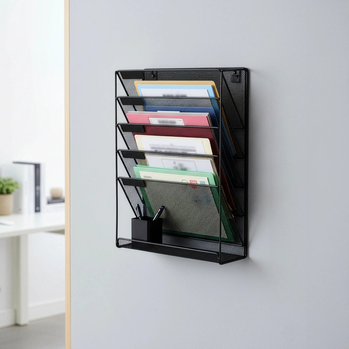 Wall Mount 6 Pocket Hanging File Sorter Organizer Folder Holder Rack Storage