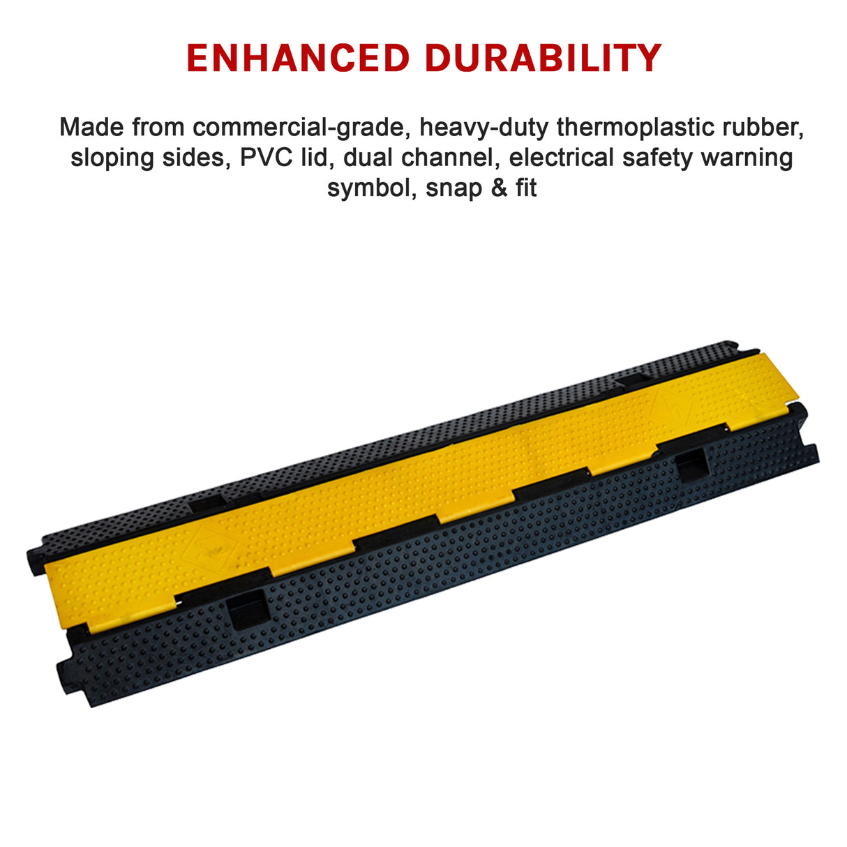 3pcs 2-Cable Rubber Electrical Wire Cover Heavy Duty Protector Dual Channel