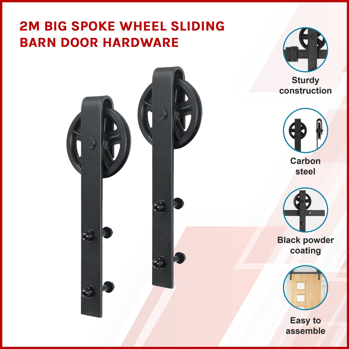 2M Big Spoke Wheel Sliding Barn Door Hardware