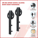 2M Big Spoke Wheel Sliding Barn Door Hardware - Front View
