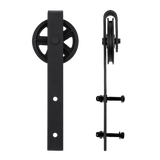 2M Big Spoke Wheel Sliding Barn Door Hardware - Top-Down View