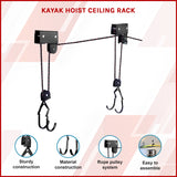 Kayak Hoist Ceiling Rack - Front View