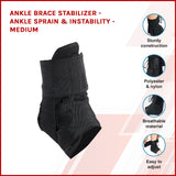 Ankle Brace Stabilizer - Ankle sprain & instability - MEDIUM - Front View
