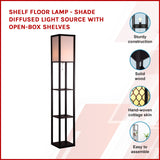 Shelf Floor Lamp - Shade Diffused Light Source with Open-Box Shelves - Front View