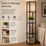 Shelf Floor Lamp - Shade Diffused Light Source with Open-Box Shelves - Side View