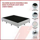 Palermo Queen Ensemble Bed Base Platinum Light Grey Linen Fabric - Side View