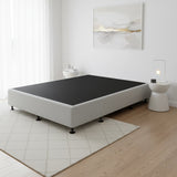 Palermo Queen Ensemble Bed Base Platinum Light Grey Linen Fabric